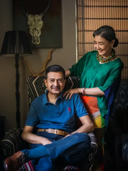 A portrait of a couple in their own home, surrounded by their personal style. It’s a wonderful way to capture not just their relationship, but also the life they've built together.