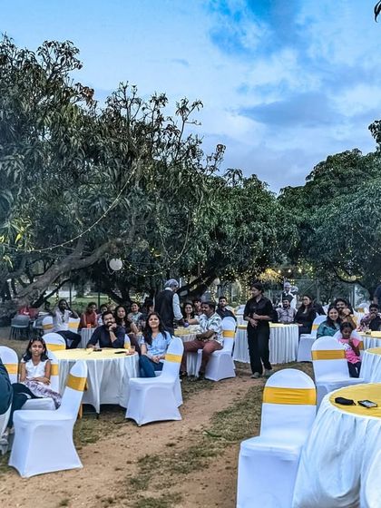 Our doctor community enjoying an evening session under the mango trees at Maamara farms. It was a perfect setting to unwind and connect.