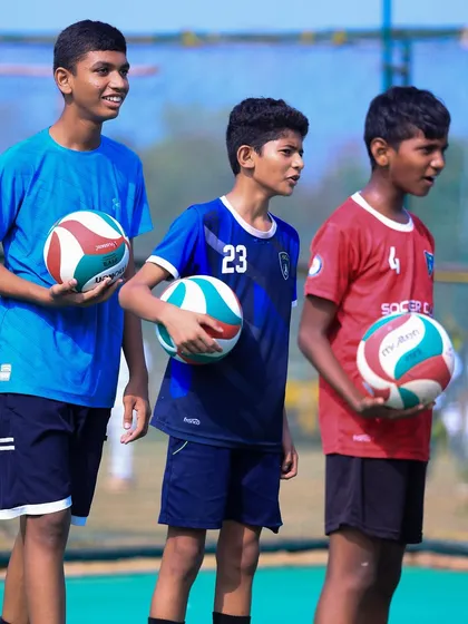 Three of our young players, ready for practice. Our camps are a great way to introduce kids to the sport.