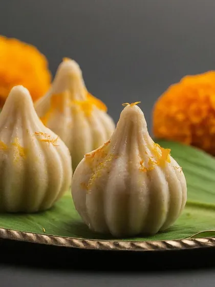 Our Ukdiche Modak are handcrafted with care for Ganesh Chaturthi. These steamed rice flour dumplings are filled with a sweet mixture of coconut and jaggery, offering an authentic taste of tradition.