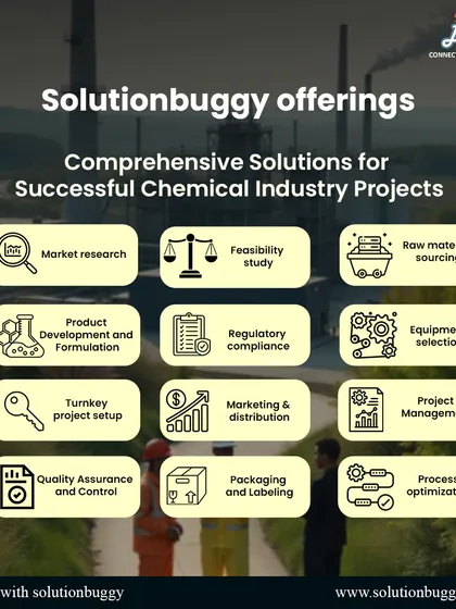 This is our comprehensive turnkey project execution model. We handle every critical step, including market research, feasibility studies, regulatory compliance, and process optimization, ensuring your chemical plant project is successful from concept to commissioning.