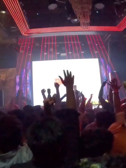 Hands in the air at Sugar Factory. This is the universal sign of a great party, and I love seeing it from the booth.