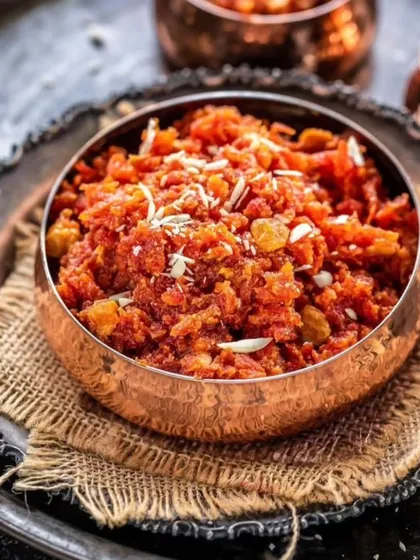 The ultimate Indian winter dessert, Gajar ka Halwa. Rich, warm, and comforting, made with fresh carrots, milk, and nuts.