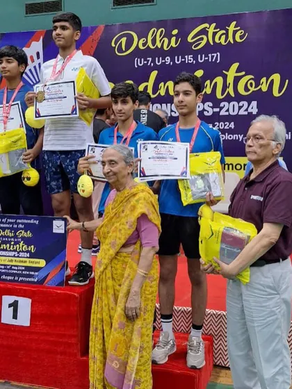 My boys' team receiving their awards at the Delhi State Championships. Their performance in the U15 and U17 categories was outstanding.