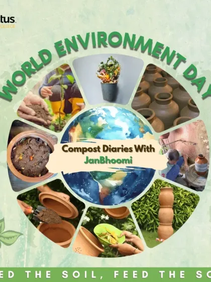 This collage celebrates World Environment Day by showcasing the full circle of our work. From the potters crafting the composters to the rich soil and thriving plants, it all comes back to our motto: Feed the soil, feed the soul.