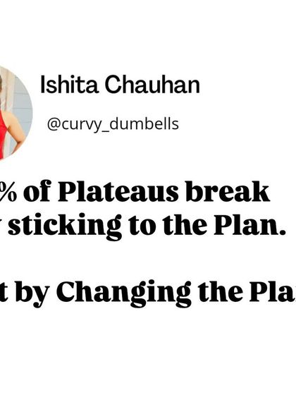 Feeling like you've hit a plateau? 90% of plateaus break by sticking to the plan, not by changing it. Trust the process and stay consistent.