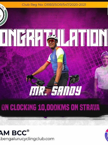 Congratulations to Mr. Sandeep (Sandy) on clocking 10,000 kms on Strava. Keep those wheels rolling!
