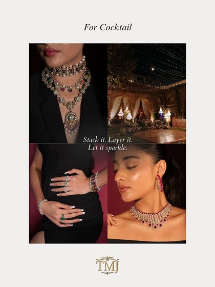 For the cocktail night, it's all about sparkle. Stack it, layer it, and let your jewellery shine with bold ruby and polki sets.