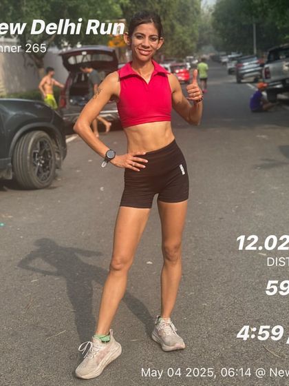 A 12km run done in under an hour. This photo captures the joy and satisfaction of hitting a pace goal, a result of disciplined training and smart preparation.