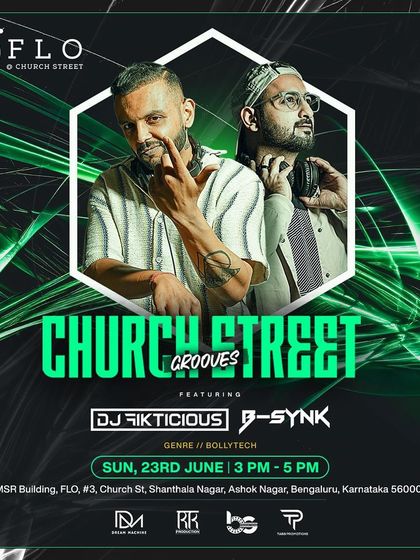 An announcement for an exclusive 'Church Street Grooves' brunch event, highlighting my Bollytech genre.