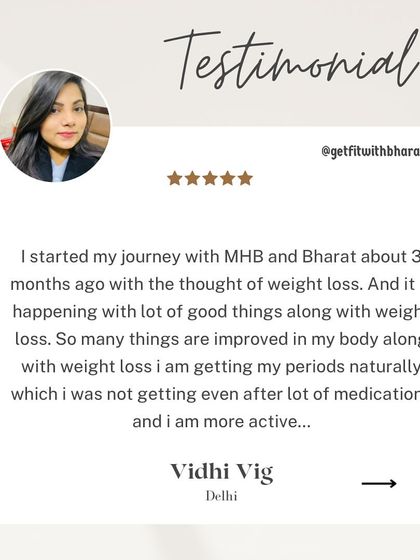 Vidhi started her journey to lose weight but also saw many other improvements, like getting her periods naturally without medication. Fitness is about overall well-being.