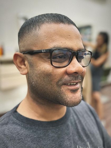 The final look of the skin fade crew cut. The client is happy, and the cut looks sharp from every angle. This is the quality of work I teach my students to deliver consistently.