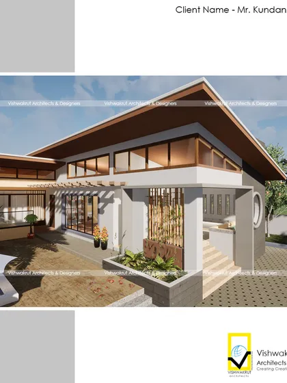 A render showing the building's facade with a decorative screen and planter box. These elements help to break up the wall surfaces and integrate more greenery into the architecture itself.