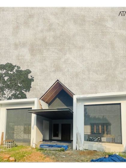 The Jai Residence under construction, where we've added a sketch overlay to hint at the final vision. This shows how we hold the finished dream in mind throughout the building process.