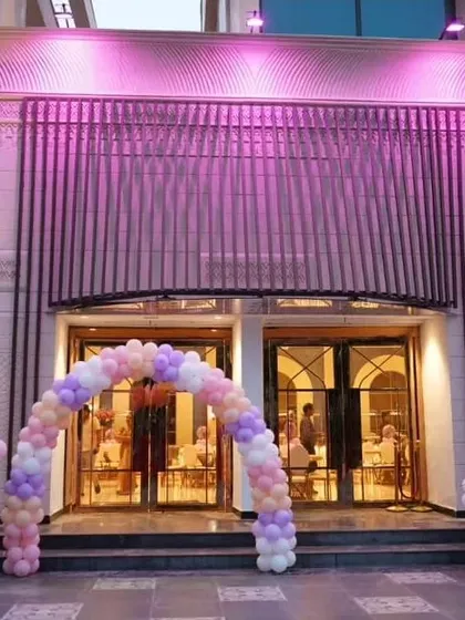 The celebration starts at the entrance. I create beautiful balloon arches like this pastel one to welcome your guests and set a festive tone for the event, whether it's at a home or a large venue.