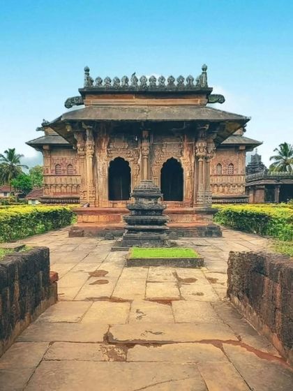 The beautiful architecture of a temple near our homestay, adding to the cultural experience of the trip.