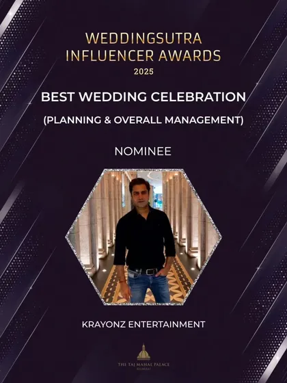 We were honored to be nominated for Best Wedding Celebration at the WeddingSutra Influencer Awards 2025.