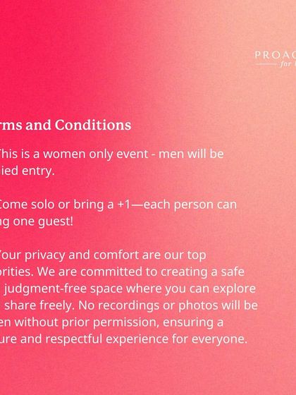 For our women-only events, your privacy and comfort are our top priorities. We create a safe and respectful space where you can explore and share freely, with no recordings or photos taken without permission.