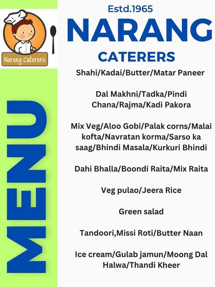 A sample menu showcasing some of my classic North Indian dishes, from Dal Makhni to Moong Dal Halwa. This menu starts at a competitive rate per person.