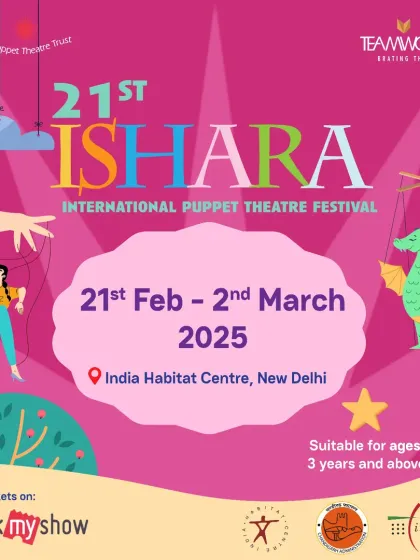 The official poster for the 21st Ishara International Puppet Theatre Festival. We manage all aspects of festival branding, from poster design to online promotion.