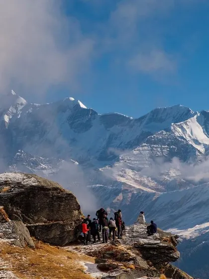 Soaking in the views on the Brahmatal trek. You get to see some of the most celebrated peaks of the Garhwal Himalayas.