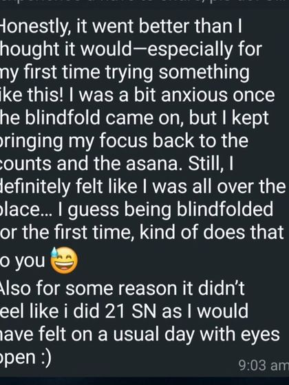 Another honest take on the blindfold class. It's normal to feel a bit all over the place when you try something new, but that's where the growth happens.