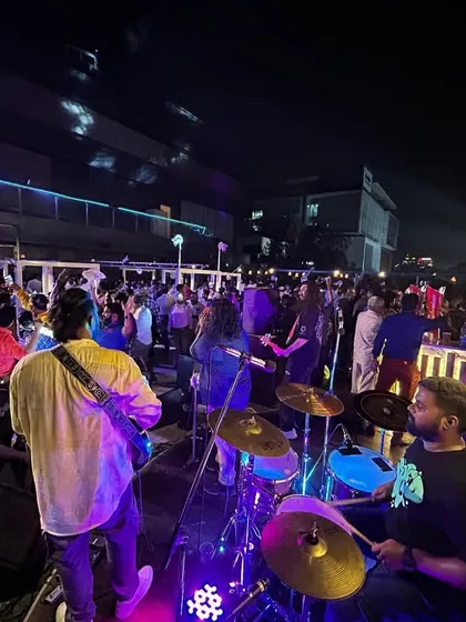 Another view from the stage at the Arihant success party. From our perspective, it was a sea of happy, dancing people.