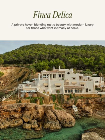A top Ibiza venue: Finca Delica. A private haven blending rustic beauty with modern luxury, perfect for those who want intimacy at scale.