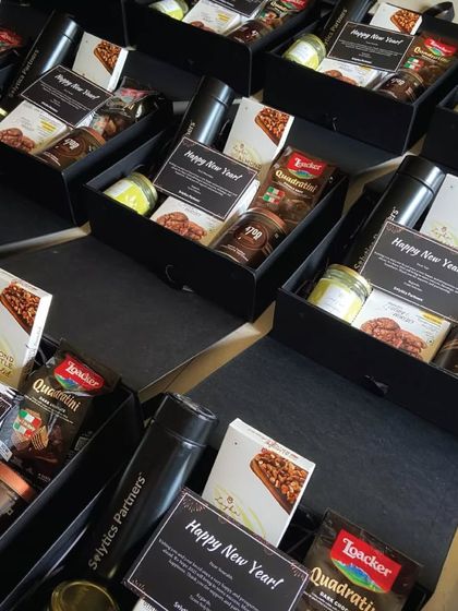 A perfect blend of promotional products, usable items, and edibles. We curated these New Year hampers for our client to send to their own clients, strengthening business relationships.