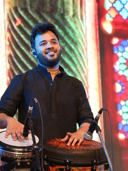 A different mood for a soulful evening. Here I am playing the Djembe and Darbuka for a ghazal night, creating a beautiful, ambient rhythm that complements the vocals perfectly.