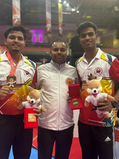 The goal is always victory. I am here with my students Jeetu and Harshit Pandey after they won gold at the KIO National Karate Championship. Their success is a testament to our academy's rigorous training program.