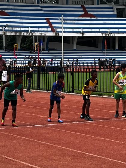 More of our young athletes getting ready for their race at the kids' athletics meet.