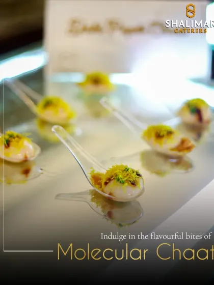 Indulge in the flavorful bites of our Molecular Chaat. This dish is a fusion of traditional taste and modern gastronomy, offering a unique texture and an unforgettable flavor experience for your guests.