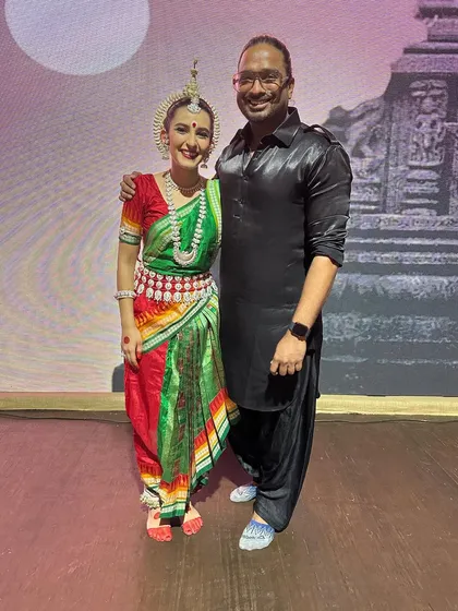 With the talented artist after her successful Odissi Manch Pravesh. Directing a classical debut is a collaborative process, and I am always so proud to see the artist shine on stage.