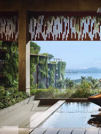 Here is our vision for the Westin Nashik, a design that fully embraces its natural surroundings. My philosophy of biophilic design is about more than just adding plants; it's about creating a structure that breathes with the landscape, blurring the lines between the building and the waterfront.