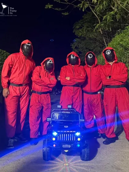 Our team fully committed to a 'Squid Game' theme for an event in Udaipur. We believe that embracing the theme, right down to the uniforms, makes the entire experience more immersive and fun for guests.