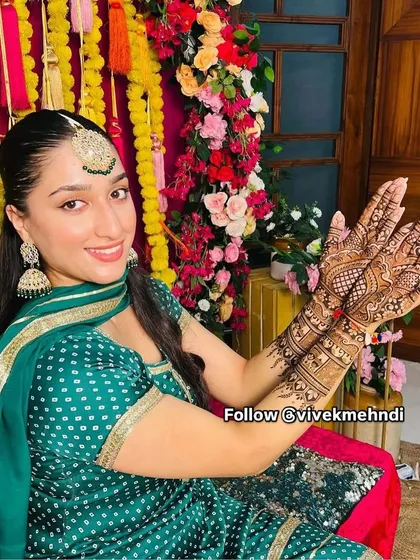 A beautiful engagement mehndi for a beautiful bride-to-be. The design is elegant and perfect for the occasion.