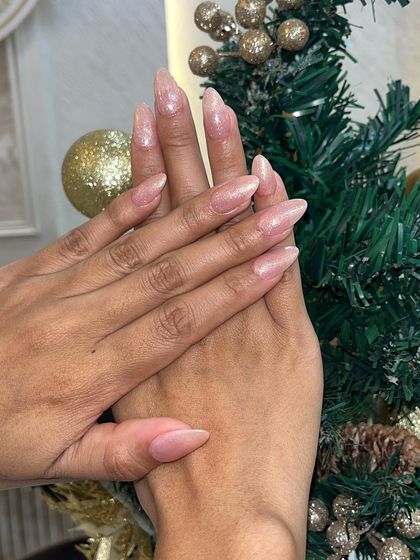 Another beautiful photo of our sheer pink gel extensions, a versatile and elegant choice.