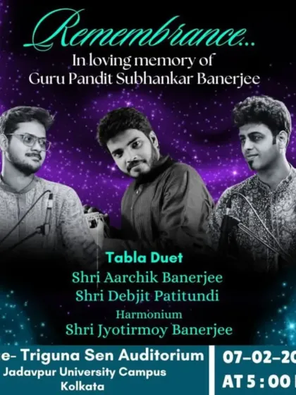 A poster for a special remembrance concert, where my gurubhai Aarchik Banerjee and I paid tribute to our dear Guruji, the legendary Tabla Maestro Pandit Subhankar Banerjee ji.