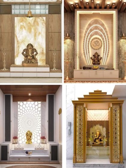 This collection showcases the versatility of our pooja unit designs. From grand marble and wood structures to compact, backlit modern units, we create sacred spaces tailored to every home.