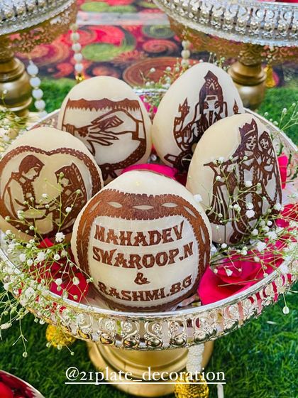 The small details matter the most. I offer personalized coconut carving for engagements and weddings, featuring the couple's names and traditional designs. It’s a unique touch that clients always love.