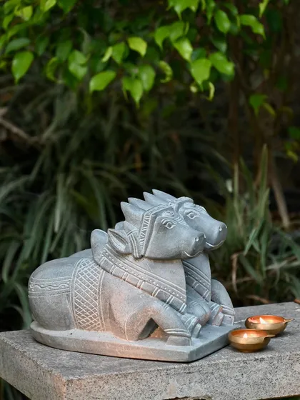 I love this twin Nandi statue, carved from a single piece of stone by a master artisan in Karnataka. It’s a rare and distinctive piece that represents divine harmony and showcases an incredible level of skill passed down through generations.