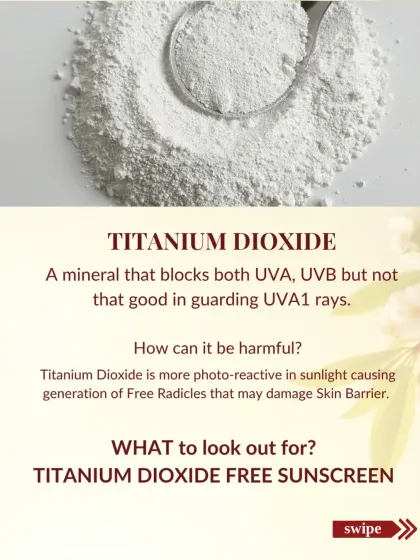 Titanium Dioxide is a mineral that blocks UV rays, but it can be photo-reactive in sunlight. This can generate free radicals that may damage your skin barrier over time. I choose to formulate without it for safer, long-term protection.