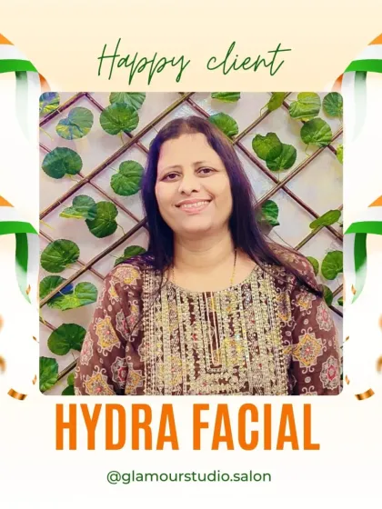 A happy client radiating warmth and satisfaction after her Hydra Facial. Her glowing skin is our ultimate goal.