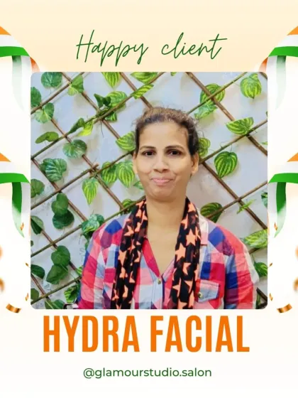 A happy client flashing a smile after her Hydra Facial. Her satisfaction is our top priority.