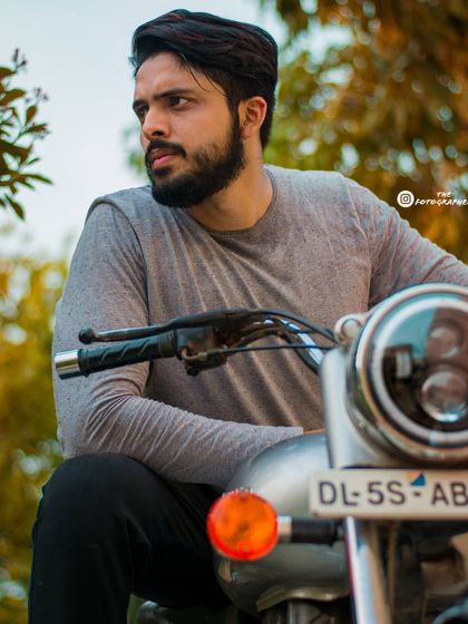 A more serious and styled portrait from the same biker shoot. This shows my versatility in directing subjects to achieve different moods, from happy and relaxed to cool and contemplative.
