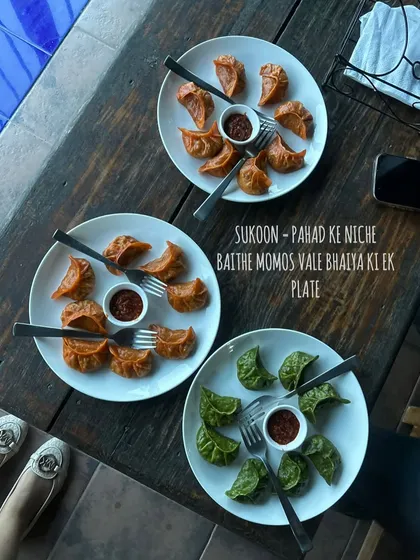 'Sukoon' is a plate of momos in the mountains. Food is an essential part of my travel storytelling.
