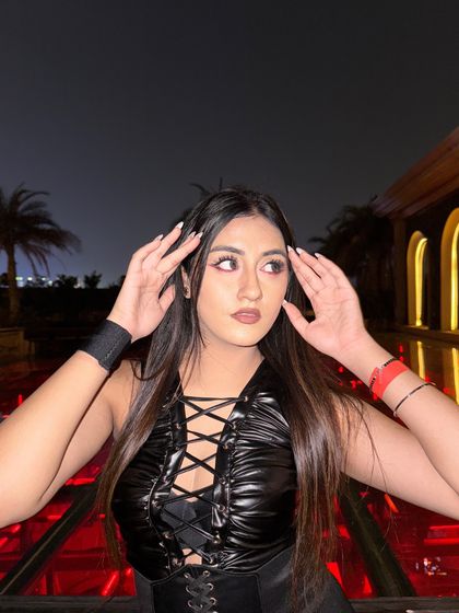 A final, powerful pose in my Halloween costume.