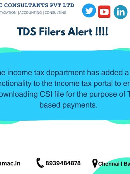 An update for TDS filers. The income tax portal has added a new function to download the CSI file for TAN-based payments, simplifying the challan reconciliation process.
