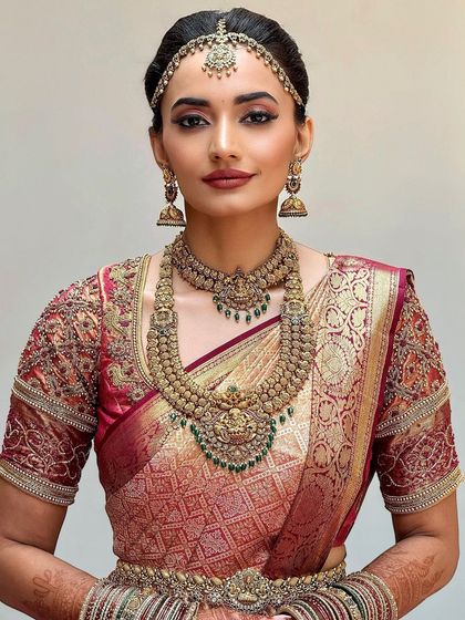 A classic, direct portrait of the bride. The makeup is clean and timeless, with a focus on enhancing her natural features.